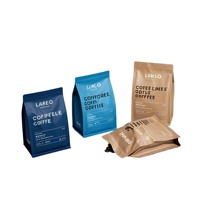 Sacs d'emballage pour café en gros, personnalisés, minimalistes, résistants à l'humidité, à fond carré, 3 couleurs, finition mate, pour la vente au détail de grains de café torréfiés
