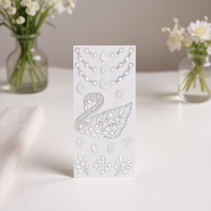 Adesivi con Strass Ilan, Design Cigno Bianco 39050, Foglio Adesivo Decorativo - Product Image 2