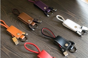 Ukalun Phổ Biến Tương Thích Chất Lượng Cao 5V 2.4A Xách Tay Tất Cả Các Điện Thoại Da Keychain USB Cáp Dữ Liệu Sạc Cho Điện Thoại - Product Image 3