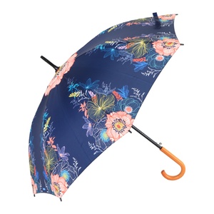 High Quality Custom Logo Semi-Automatic Fiberglass Windproof Wooden Handle UV Straight Personalized All-Season <b>Umbrellas</b> - Product Image 2