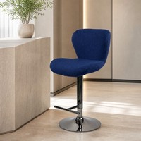 Tabouret de bar rembourré en velours, réglable en hauteur, siège pivotant, dossier surélevé, repose-pieds, base pour salle à manger, îlot de cuisine, bar