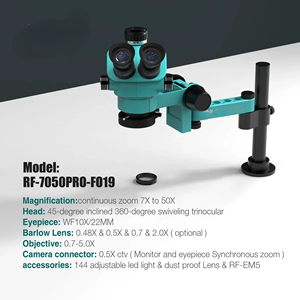 Microscope Trinoculaire RF4 RF-7050PRO Zoom 7-50X Caméra 1080P Lampe Annulaire LED 144 Grande Base pour Réparation de Téléphone - Product Image 5