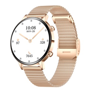 MK96 Rose Gold Smart Watch with Matching Steel Strap Unisex Design AMOLED Screen IP68 Waterproof BT Call Health Fitness Tracker - Product Image 1