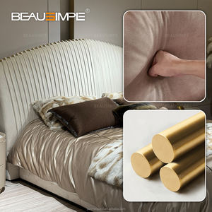 आधुनिक लक्जरी इतालवी रानी/राजा आकार बेडरूम फर्नीचर सेट अप-होल्स्टर्ड बेडफ्रेम शाही डिजाइन मालिश सुविधा मखमल कपड़े बिस्तर - Product Image 3