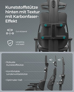 <span class=keywords><strong>SONGMICS</strong></span> <span class=keywords><strong>silla</strong></span> giratoria de juego de respaldo alto <span class=keywords><strong>silla</strong></span> de oficina ajustable en altura de carreras moderna sillas ergonómicas negras - Product Image 4