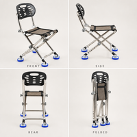 Chaise de pêche pliante multifonctionnelle en gros, siège de camping portable en acier inoxydable avec dossier creux et pieds antidérapants pour la pêche
