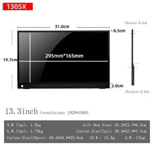 Portable Monitor, 13.3 Inch FHD 1080P USB-C <b>IPS</b> Computer Monitor Type-C Speakers, External Monitor for Laptop/Mac/PC/PS4 - Product Image 5