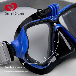 Komfortable Vollgesichts-Schwimm brille aus gehärtetem Glas Schnorchel Anti-Fog Elastic Stirnband Scuba Schnorchel abenteuer - Product Image 4