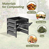 Bac à compost carré en métal enduit de plastique durable pour l'extérieur, résistant à la rouille, pour les déchets de cuisine et les feuilles tombées