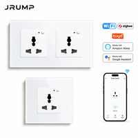 Enchufe de Pared Inteligente Tuya WiFi Zigbee 16A, Estándar UN/UK, Control por Voz con Alexa y Google, Vidrio Templado, Temporizador, Control Remoto por Aplicación, Hogar Inteligente