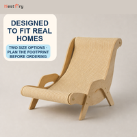 Chaise longue ergonomique inclinée pour chat avec cadre en bois massif et tapis en sisal amovible – Meuble anti-griffures