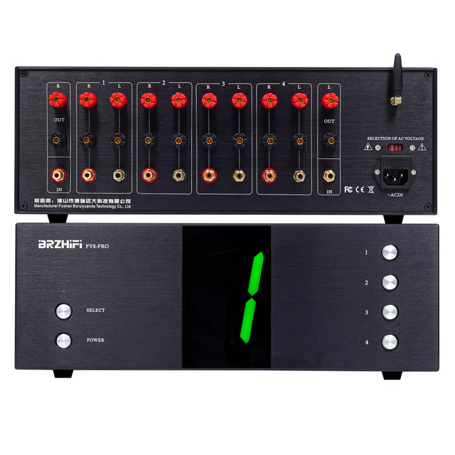 BRZHIFI FV8-PRO Multi-function RCA Audio Switcher 4-In 1-Out /1-In 4-Out Bidirectional Dual Mode Amplifier & Speaker Switcher