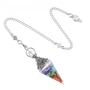Pendule de divination et de guérison en pierre naturelle, cône hexagonal à pointe unique, en œil de tigre et améthyste, multi-matériaux, pour la sorcellerie - Product Image 4