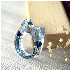 Cincin Resin asetat kering ungu telinga kucing lucu gaya baru untuk anak perempuan mode perhiasan pabrik kustom grosir cincin resin akrilik
