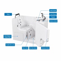 Baignoire à ouverture latérale sans obstacle, baignoire à remous avec porte ouvrante, baignoire de massage en acrylique pour personnes âgées