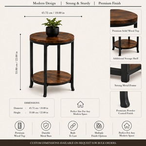 Round <b>Side</b> <b>Table</b> with Stylish Compact Design for Living Room Bedroom <b>Sofa</b> Lounge and Contemporary Home Furniture - Product Image 3
