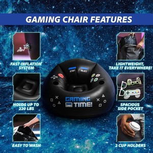 モダンブラックスタイルEスポーツインフレータブルチェアPVCインフレータブルゲームソファ家具カップホルダー折りたたみ可能なデザイン - Product Image 2