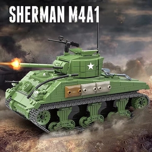 100081 726 pièces <span class=keywords><strong>Char</strong></span> <span class=keywords><strong>Sherman</strong></span> M4A1 Soldat Américain Arme Modèle Classique Blocs de Construction Briques Jouets pour Enfants - Product Image 2