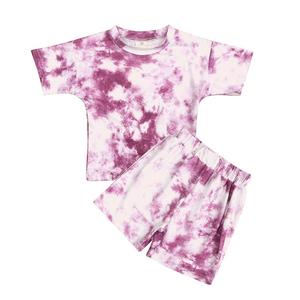 Conjunto de Ropa de Verano para Niñas Pequeñas, Conjunto de Ropa Informal para Bebés, Camiseta con Estampado Tie-Dye y Pantalones Cortos, Conjunto de 2 Piezas - Product Image 2
