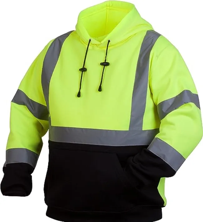 Reflecterende Herenhoodies Vervaardigt Oem Hi Vis Lichtgewicht Sweatshirt Met Hoge Zichtbaarheid Ansi Klasse 3 Safety Work Pullover