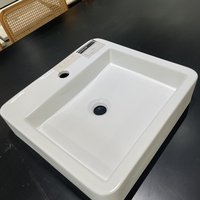 Meilleures ventes : Lavabo de salle de bain rectangulaire en céramique blanche, lavabo d'art en porcelaine à poser sur table, de fabricant de céramique