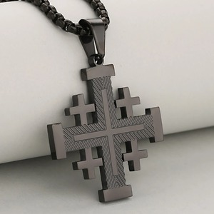 Collier avec pendentif croix de Jésus en acier inoxydable pour hommes et femmes, croix orthodoxe Vintage avec chaîne, bijoux religieux chrétiens, cadeaux - Product Image 4