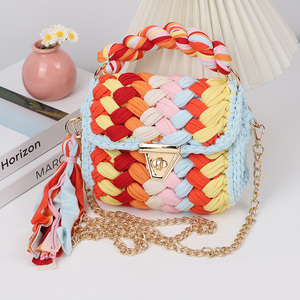 Moda hecha a mano colorida a rayas mujeres verano flecos borla cadena bolsa Correa señoras pequeño portátil <span class=keywords><strong>fiesta</strong></span> hombro <span class=keywords><strong>bolso</strong></span> de <span class=keywords><strong>ganchillo</strong></span> - Product Image 3