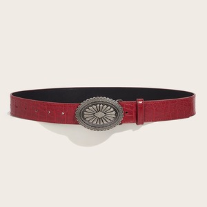 <span class=keywords><strong>Ceinture</strong></span> pour <span class=keywords><strong>femme</strong></span> en PU, texture crocodile, <span class=keywords><strong>ceinture</strong></span> de taille avec boucle <span class=keywords><strong>argentée</strong></span> vintage, réglable, rouge, accessoire de mode pour robes et pantalons - Product Image 3