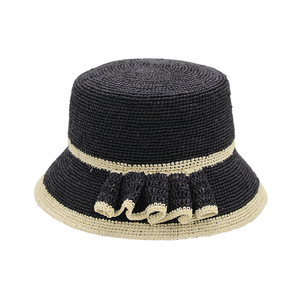 Bán Buôn Tùy Chỉnh Thoáng Khí <span class=keywords><strong>Raffia</strong></span> Rơm Tay Dệt Crochet Phụ Nữ <span class=keywords><strong>Hat</strong></span> Boater <span class=keywords><strong>Hat</strong></span> Xô <span class=keywords><strong>Hat</strong></span> Với Flat Top Đối Với Phụ Nữ - Product Image 4