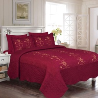 Offre Spéciale 100 pour cent Polyester Couleur Unie 6 pièces broderie Couvre-lit Couette Ensemble