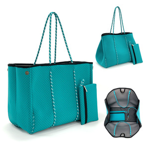 Borsa da Spiaggia Donna Grande Capacità in Neoprene Traforato, Borsa a Mano Casual Estiva per <span class=keywords><strong>Mare</strong></span>, Borsa Tote da Spiaggia in Neoprene di Tendenza - Product Image 2