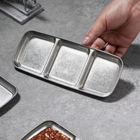 Plats de Sauce d'assaisonnement de soja à tremper rétro en acier inoxydable 1/2/3/4 compartiments plats de nourriture divisés