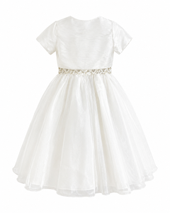 Robe de princesse élégante en organza blanc avec boléro pour mariage - Product Image 2