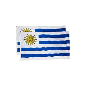 Pasokan tempat pabrik grosir warna tinggi kekencangan poliester Uruguay bendera nasional