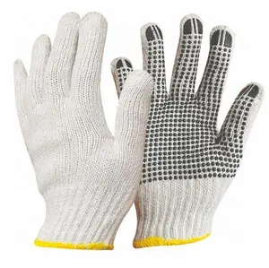 cotton dotted PVC work gloves with finger tip protector