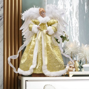 Adorno de árbol de Navidad LED premium con ángel y plumas reales - Product Image 6