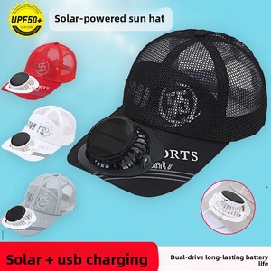 Casquette ventilée à 6 panneaux avec chargement solaire et bandeau réglable, style décontracté/sportif, pour la protection solaire des hommes lors du travail en <span class=keywords><strong>serre</strong></span> - Product Image 1