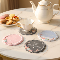 Sous-verres ronds personnalisés Roogo, nouveau design, écologiques, pour la décoration de la maison, isolent et protègent la table, sous-verres mignons en boue de diatomée