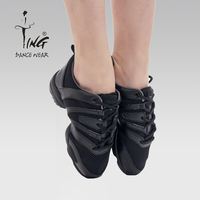 Chaussures de Danse OEM Personnalisées pour Femmes Adultes à Talon Bas, Style Moderne, Baskets de Danse Sportives Noires