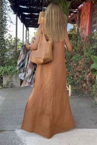 Dropshipping Ladies Cotton Linen Maxi Sundress Bohemian Halter Long Cami Dresses Plus Size Vacation Resort Beach Outfit Cute - Product Image 3