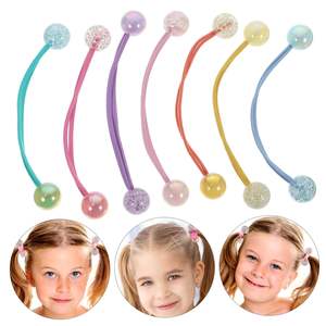 En gros, Élastiques à cheveux pour enfants et bébés, avec perles et deux boules brillantes, accessoires capillaires pour filles - Product Image 4