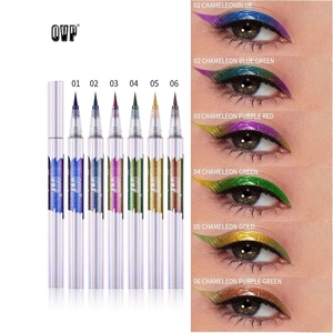 Crayon Eyeliner Multichrome Effet Caméléon <span class=keywords><strong>Pailleté</strong></span>, Eyeliner Longue Tenue Brillant Métallique, Pigment de Maquillage <span class=keywords><strong>Vert</strong></span> et Violet pour Effet Silkworm - Product Image 2