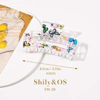 Shily&OS Custom Dierenprint Krabklem 8,5cm Vierkant Luipaard Koe Rock Stripe Amber Zand Flow Haaraccessoire Groothandel