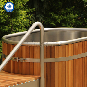 Omni Chất lượng cao tùy chỉnh hiện đại hình bầu <span class=keywords><strong>d</strong></span>ục lạnh Plunge bồn tắm tuyết tùng đỏ bằng gỗ thân thiện với môi ngoài trời thép không gỉ Ice bồn tắm - Product Image 6