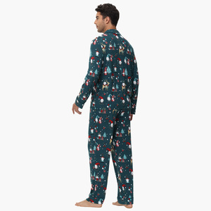 Pyjama d'hiver pour homme personnalisé en bambou, vêtements de nuit respirants, vêtements d'intérieur, pantalon de pyjama de Noël pour homme, chemises de pyjama à col rabattu - Product Image 4