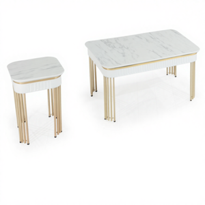 Ensemble de tables basses Bahar, plateau en marbre, structure en métal, meubles modernes pour salon - Product Image 1