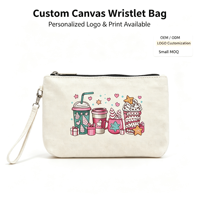 Pochette zippée en toile imprimée, petite sacoche de rangement portable pour téléphone, clés, rouge à lèvres et pièces de monnaie, logo personnalisé