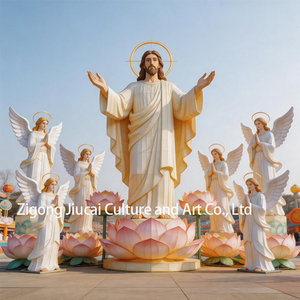 Linternas LED Religiosas Cristianas con Esculturas <span class=keywords><strong>de</strong></span> Jesús y Ángeles, Linterna <span class=keywords><strong>de</strong></span> Seda China para Iglesia, Graduación y Decoración <span class=keywords><strong>de</strong></span> Festivales - Product Image 3