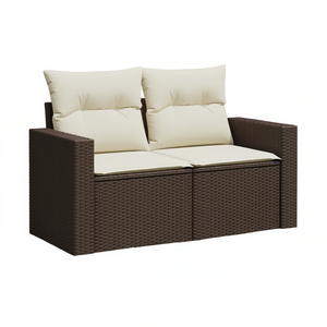 Sofá de Jardín de 2 Plazas en Poliratán Marrón con Diseño Ajustable para Uso en Exteriores - Product Image 1