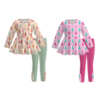 Ensemble deux pièces pour bébé fille, imprimé animal personnalisé, pantalon à volants, manches longues, respirant, automne-hiver, Noël